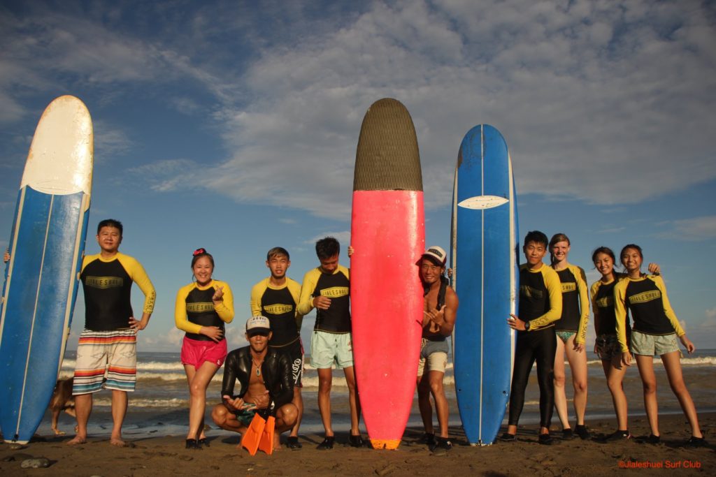 surf group at beach