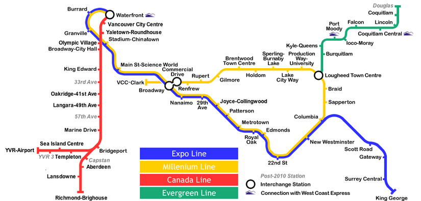 Vancouver SkyTrain system map