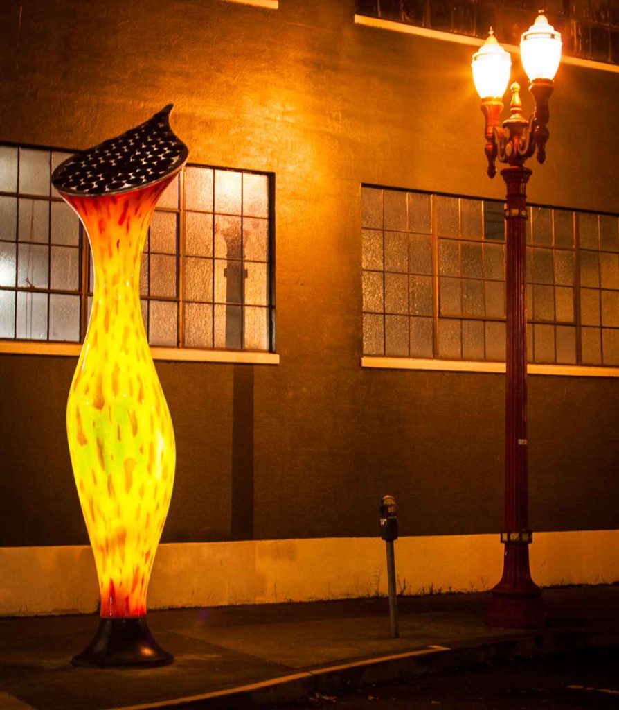 Portland carnivore street lamp orange at night