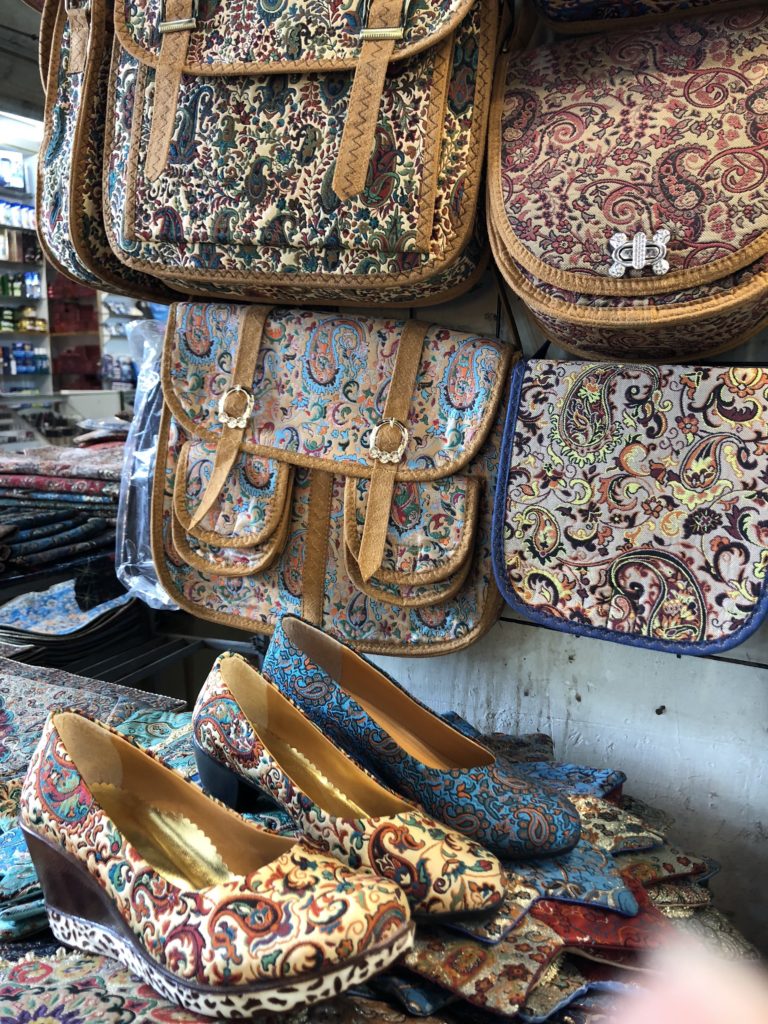 Shoes and bags out of Termeh